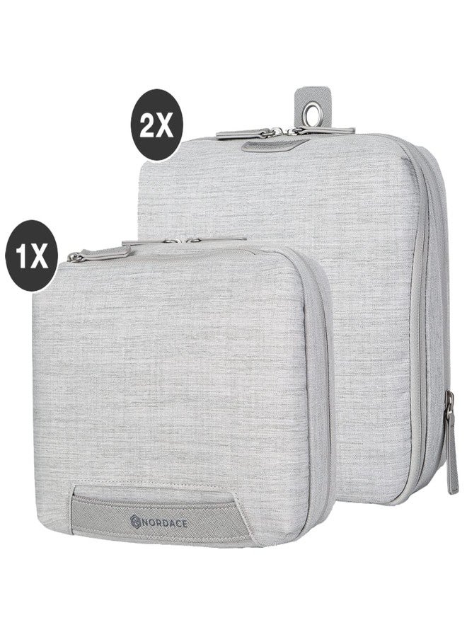 Nordace Travel Packing Organizers Set for Men and Women - 2x Packing Cubes & 1x Wash Pouch - Durable & Water Resistant (Light Gray) - Image 2